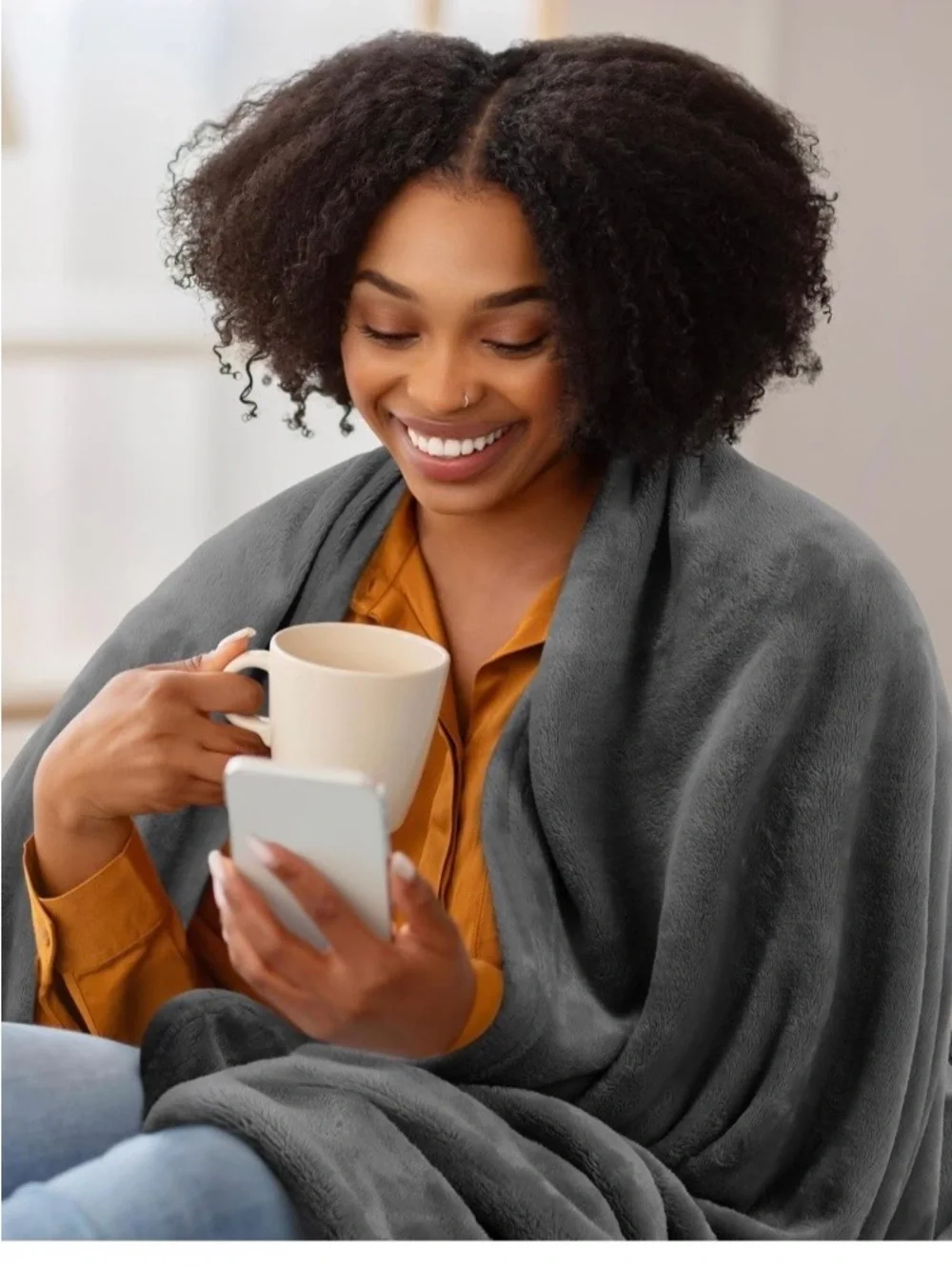 Twin Blanket Luxurious Gray Plush Throw Blanket